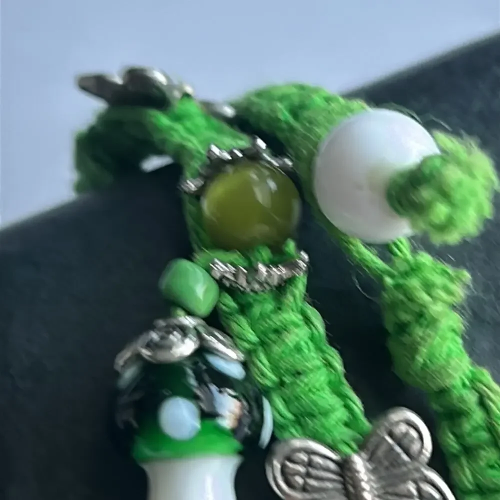 Women’s vintage dainty double layered green charm‎ beaded bracelet one size